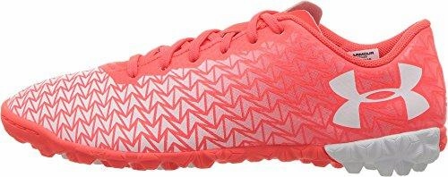Kids Ua Cf Force 3.0 Tf Jr. Little Kid/Big Kid Neon Coral/White Athletic Shoe Soccer Cleats Shin Guards And Ball
