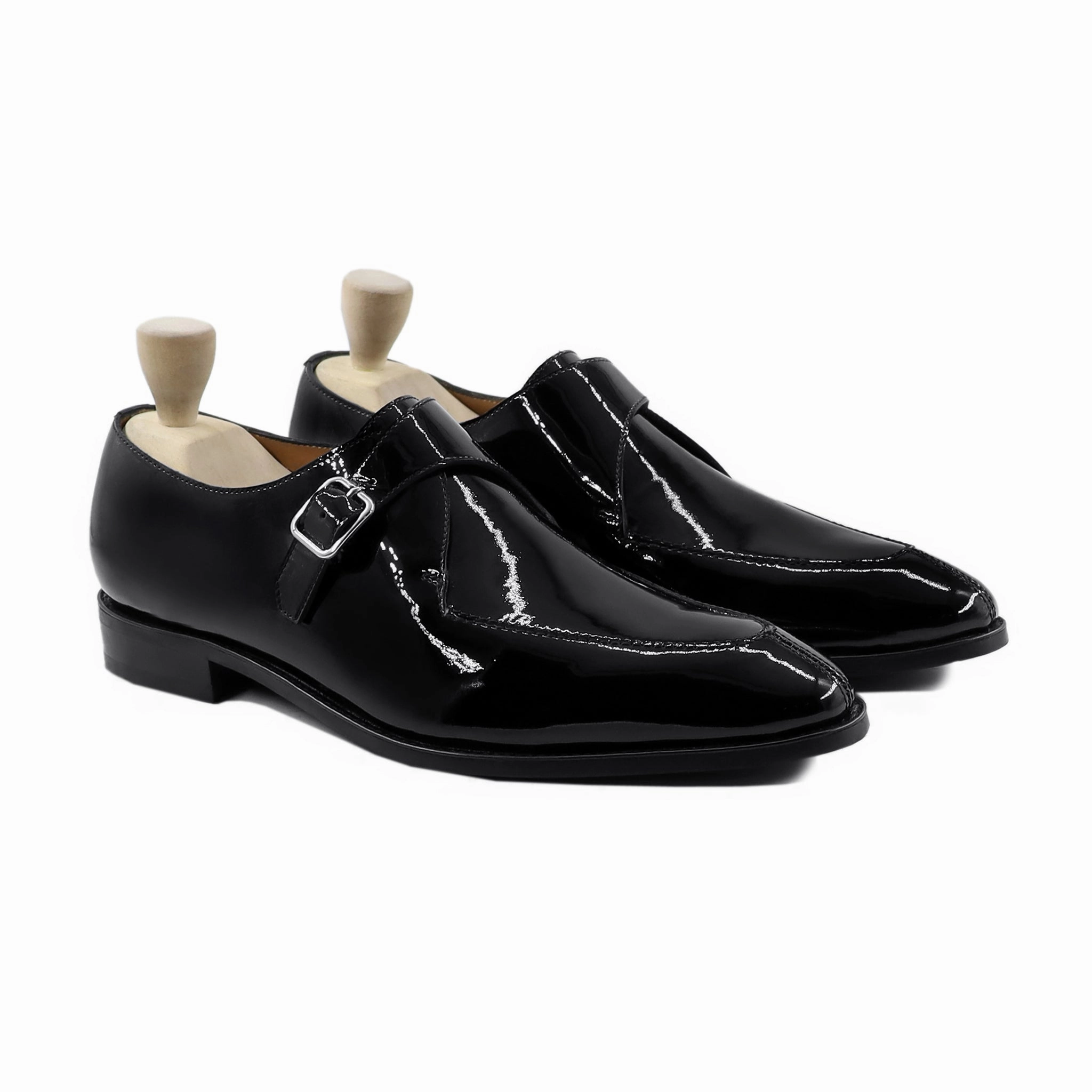 High Heels Diy Pecos - Men's Black Patent Leather Single Monkstrap