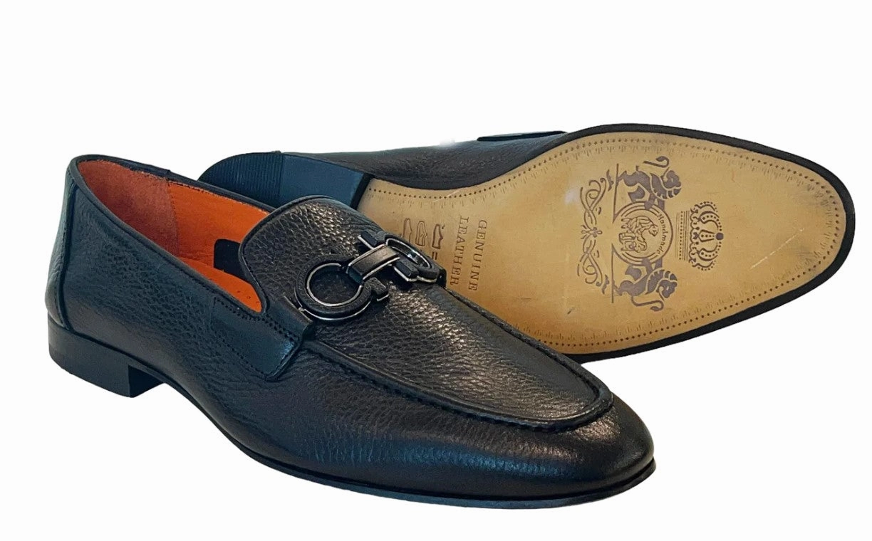 New Jersey Slip-on Loafer Pelle Pebbled Leather Loafer Black