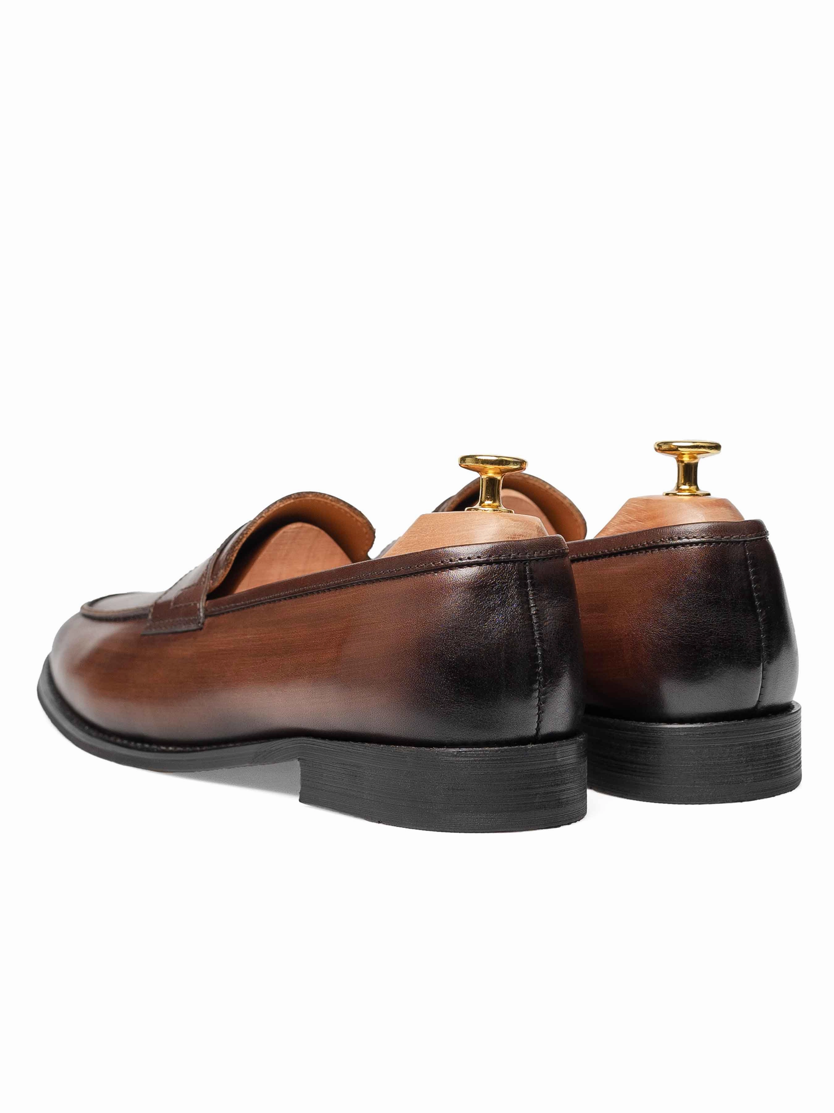 Aldo Shoes Loafers Penny Loafer - Dark Brown (Hand Painted Patina)