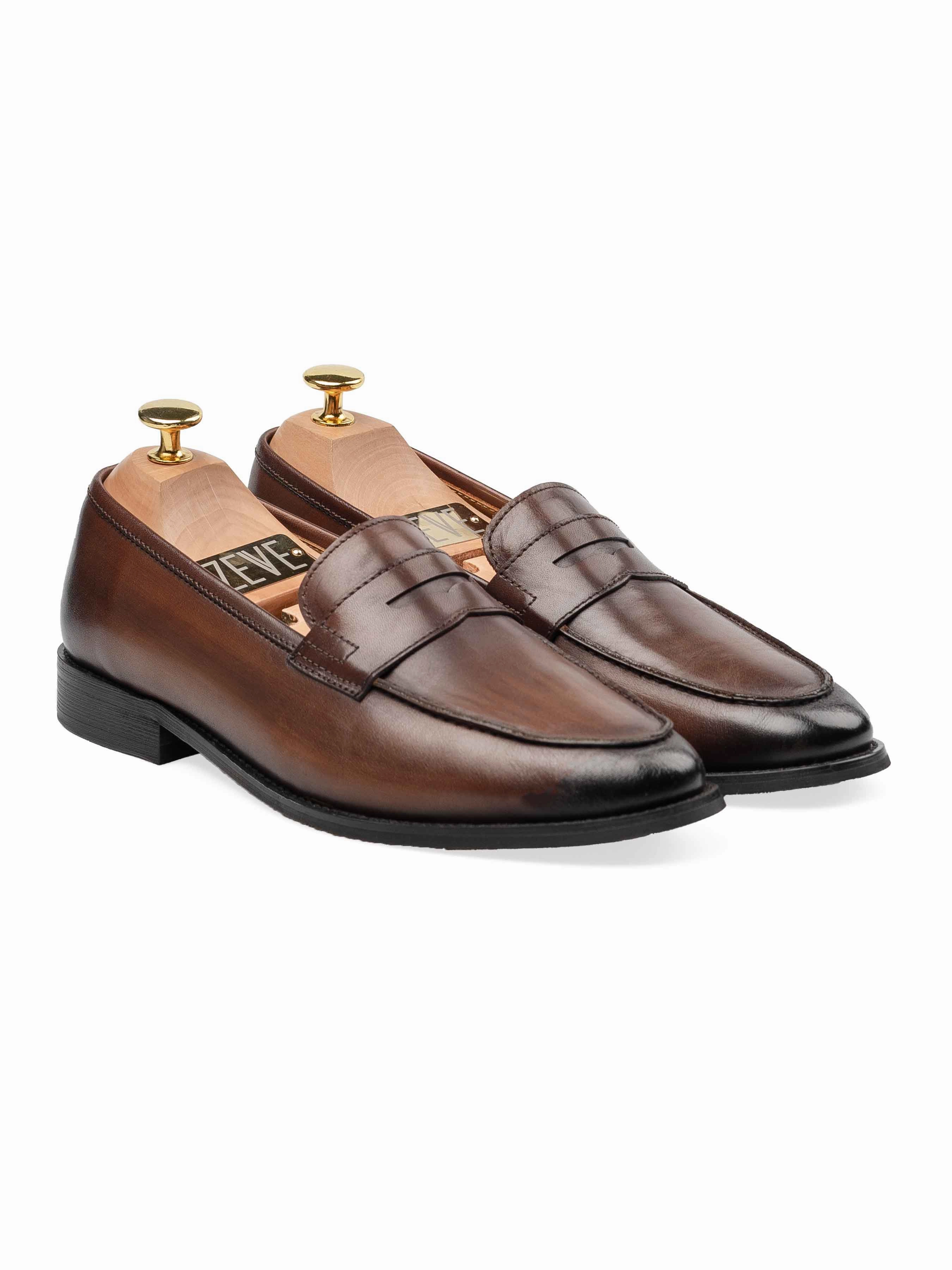 Gucci Slip On Loafers Dupe Penny Loafer - Dark Brown (Hand Painted Patina)