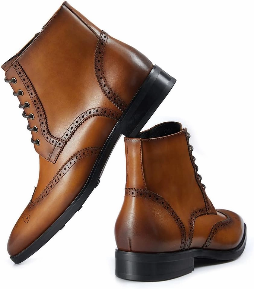 GIFENNSE Mens Dress Boots Mens Chukka Boots Formal Chelsea Boots Mens Leather Boots Oxford Boots for Men Tin Haul Boots