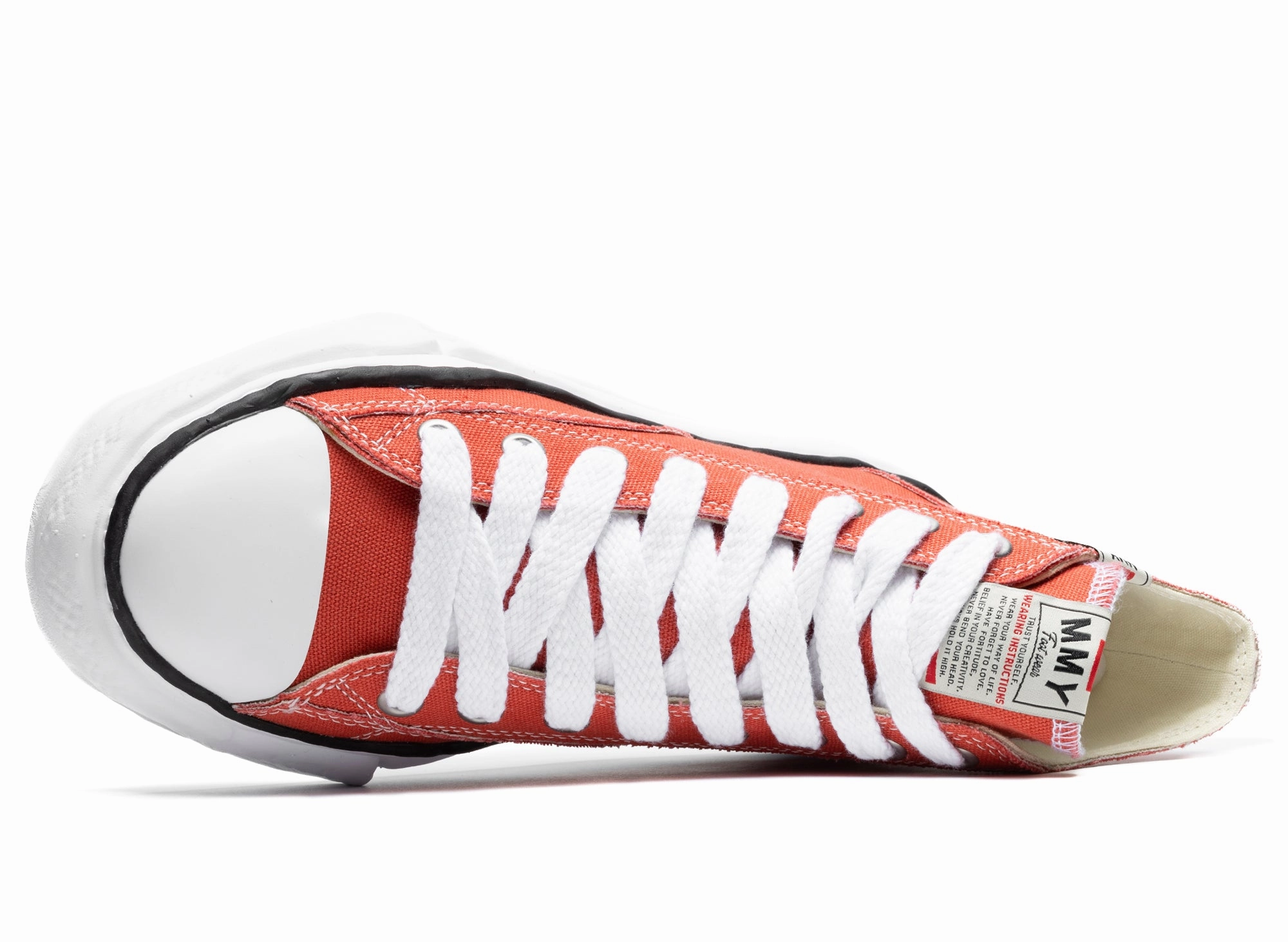 High Heel Sandals With Ankle Strap Maison Mihara Yasuhiro High Top Lace Up Sneaker in Orange