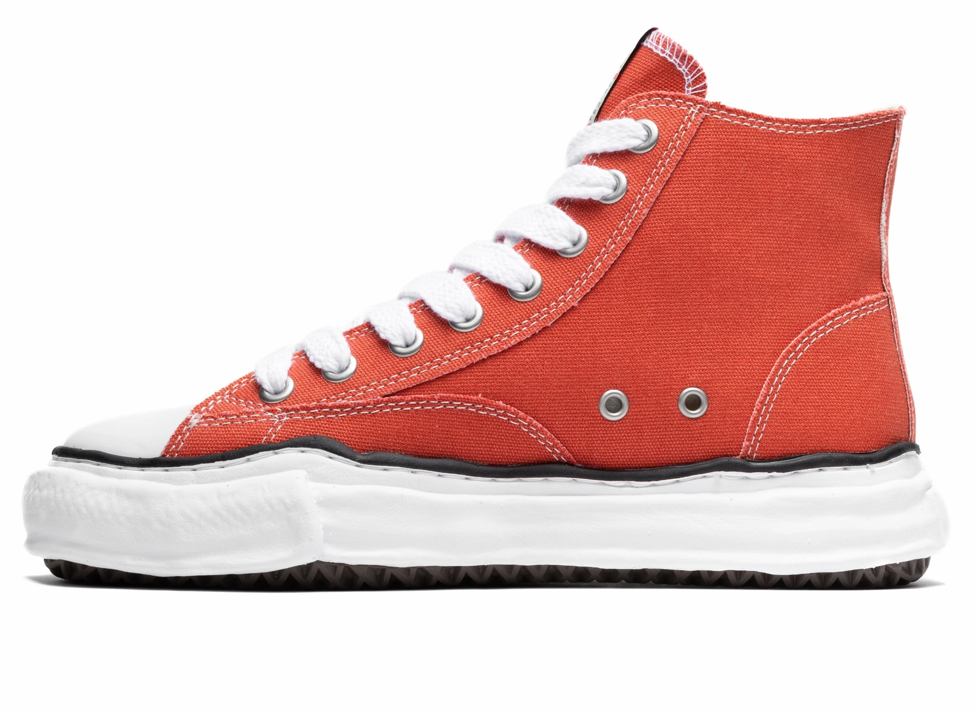 High Heels Movie Cast Maison Mihara Yasuhiro High Top Lace Up Sneaker in Orange