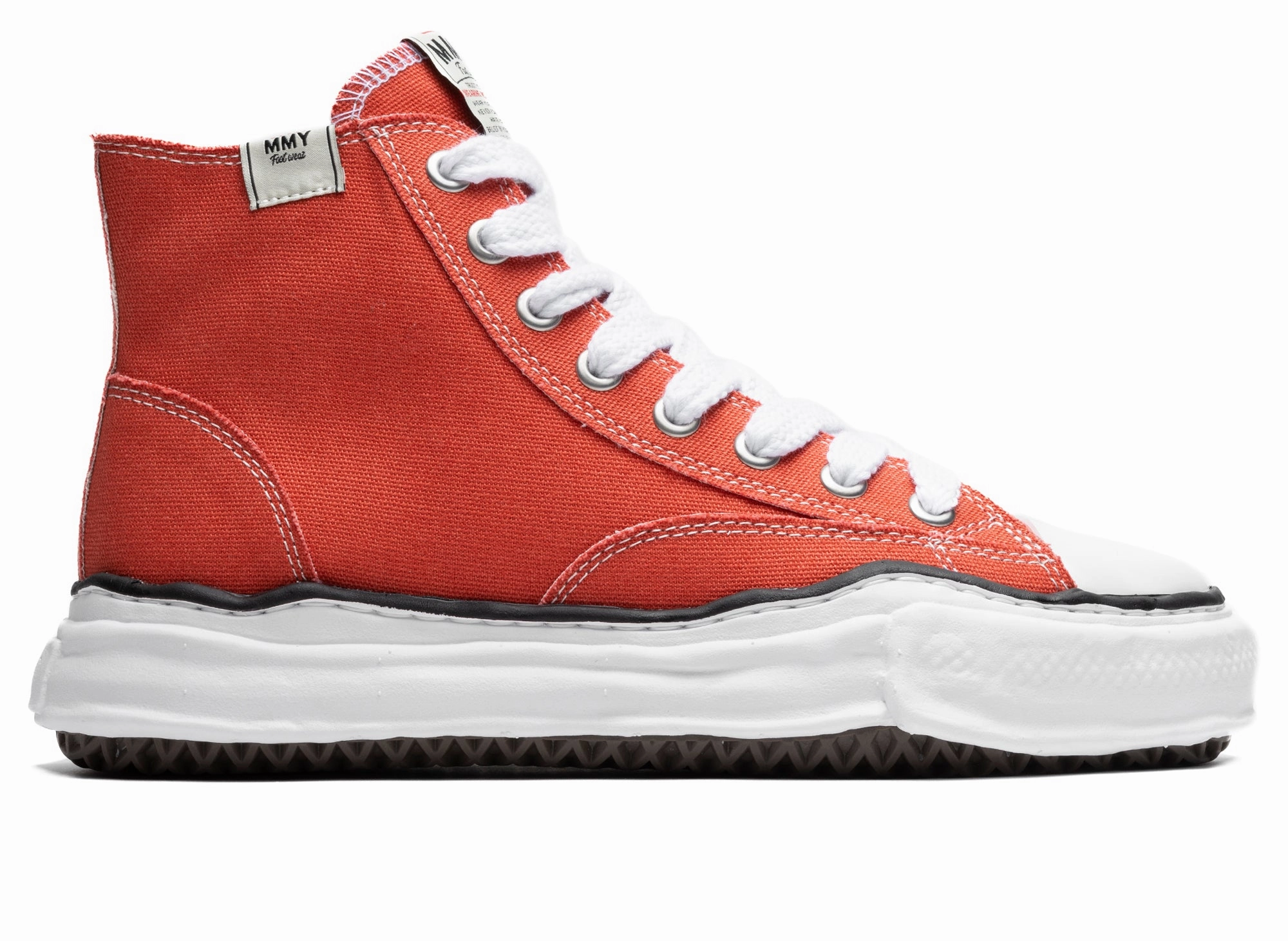 Snow High Heels Maison Mihara Yasuhiro High Top Lace Up Sneaker in Orange