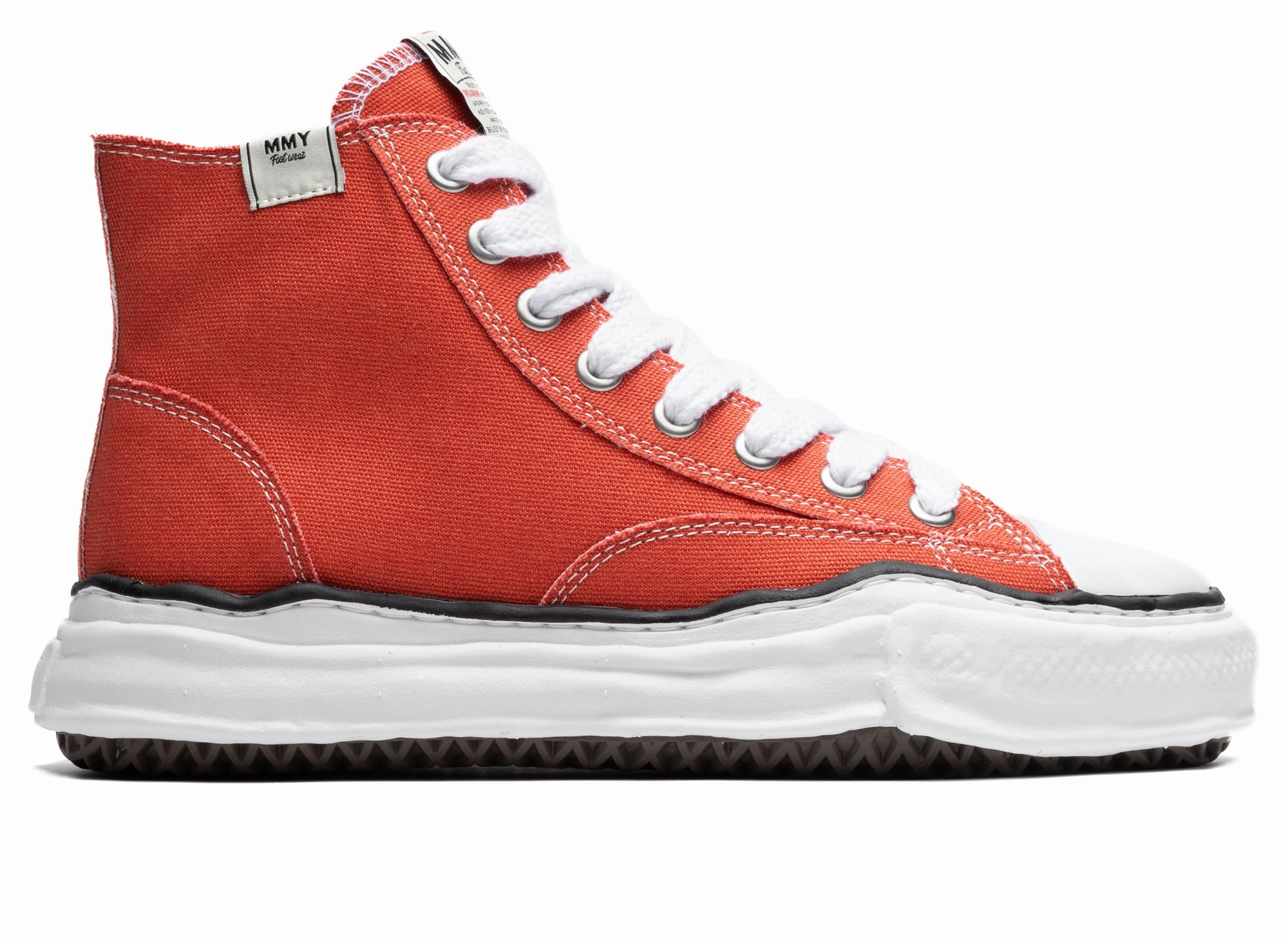 Maison Mihara Yasuhiro High Top Lace Up Sneaker in Orange Knee High Gladiator High Heels