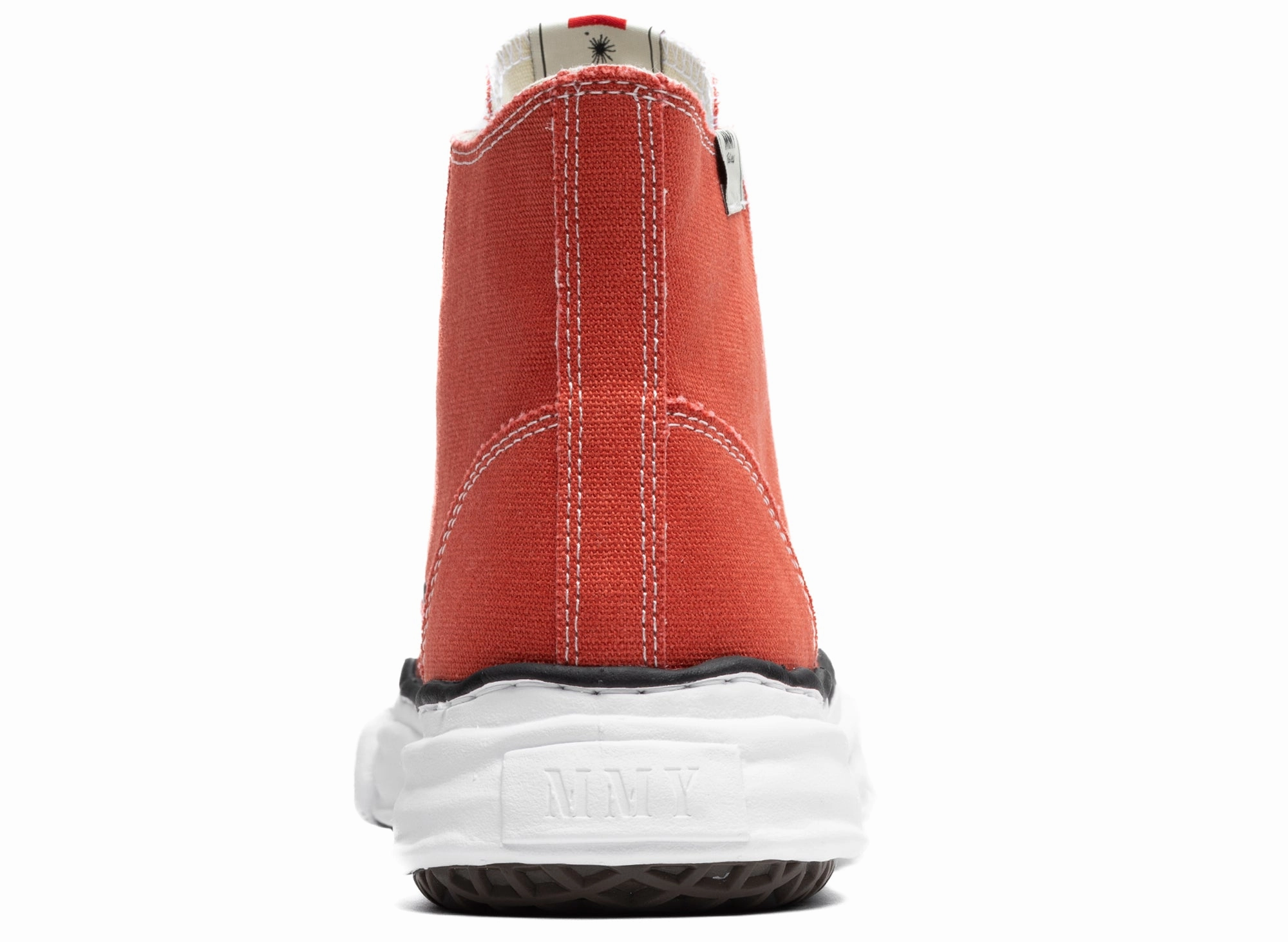 Maison Mihara Yasuhiro High Top Lace Up Sneaker in Orange High Heels Comfortable