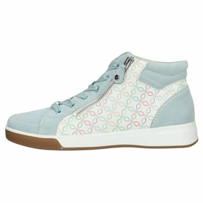 Thigh High Lace Up Heels Ara Rei Aqua/Pastel Leather High Top Sneaker (Women's)