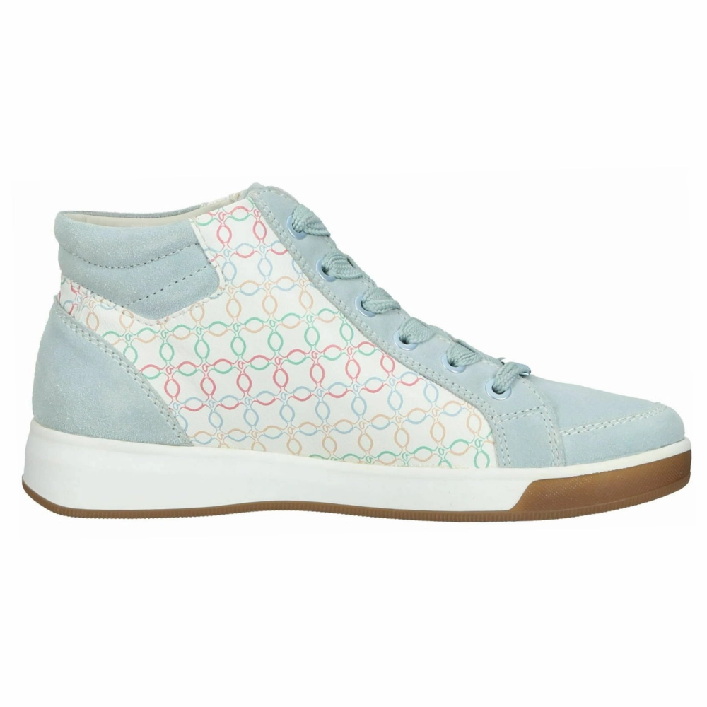 Shoeplay High Heels Ara Rei Aqua/Pastel Leather High Top Sneaker (Women's)
