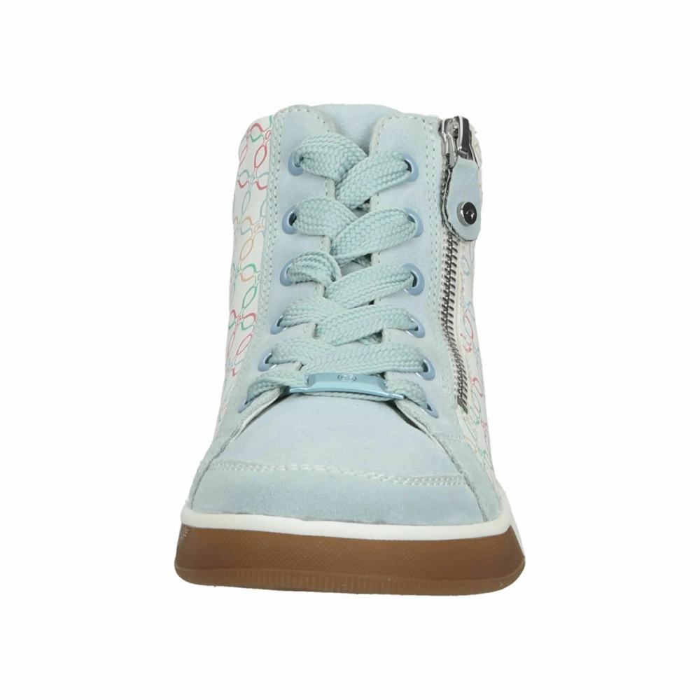 Knee High Boots Wide Calf High Heel Ara Rei Aqua/Pastel Leather High Top Sneaker (Women's)