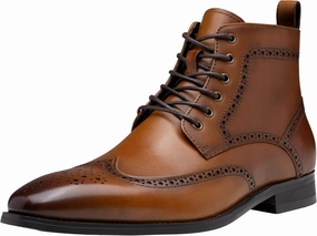 Jousen Mens Boots Leather Dress Boots for Mens Cap-Toe Fashion Boots for Men Hathorn Boots