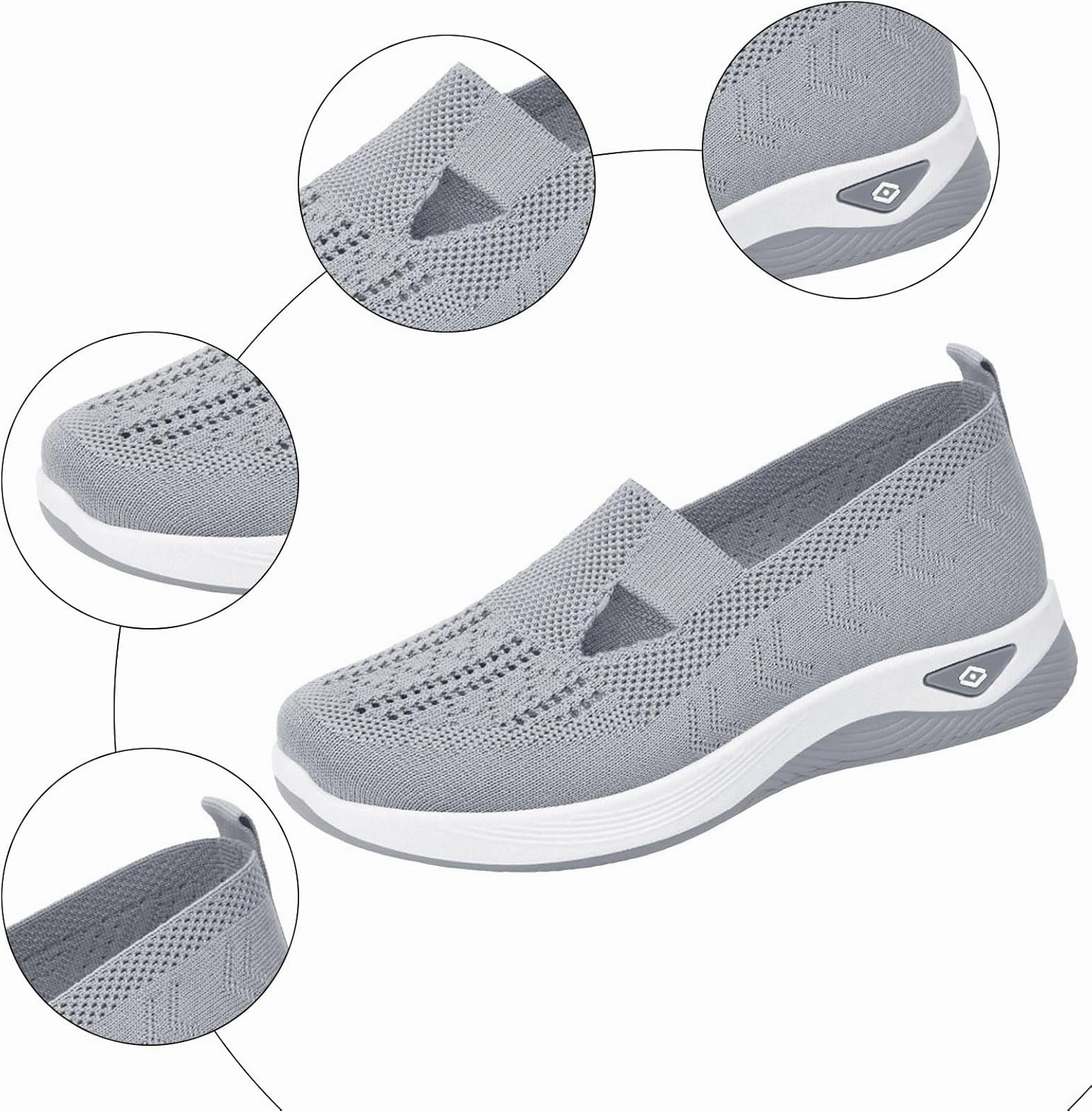 Walking Shoes Women Arch Support Breathable Mesh Orthopedic Shoes Slip On Comfortable Tennis Shoe Non-Slip Comfort Mesh Diabetic Sneakers for Plantar Fasciitis Relief Sneakers For Volleyball