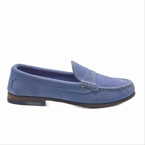 Grey Loafers KKB Penny Loafer: Light Blue Pastel Suede