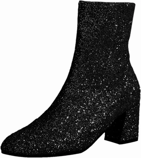 Ankle Boots for Women Comfy Casual Large Size Round Toe Sequins Fine Glitter Chunky Heel Low Ankle Boots Short Boots Short Rubber Rain Boots