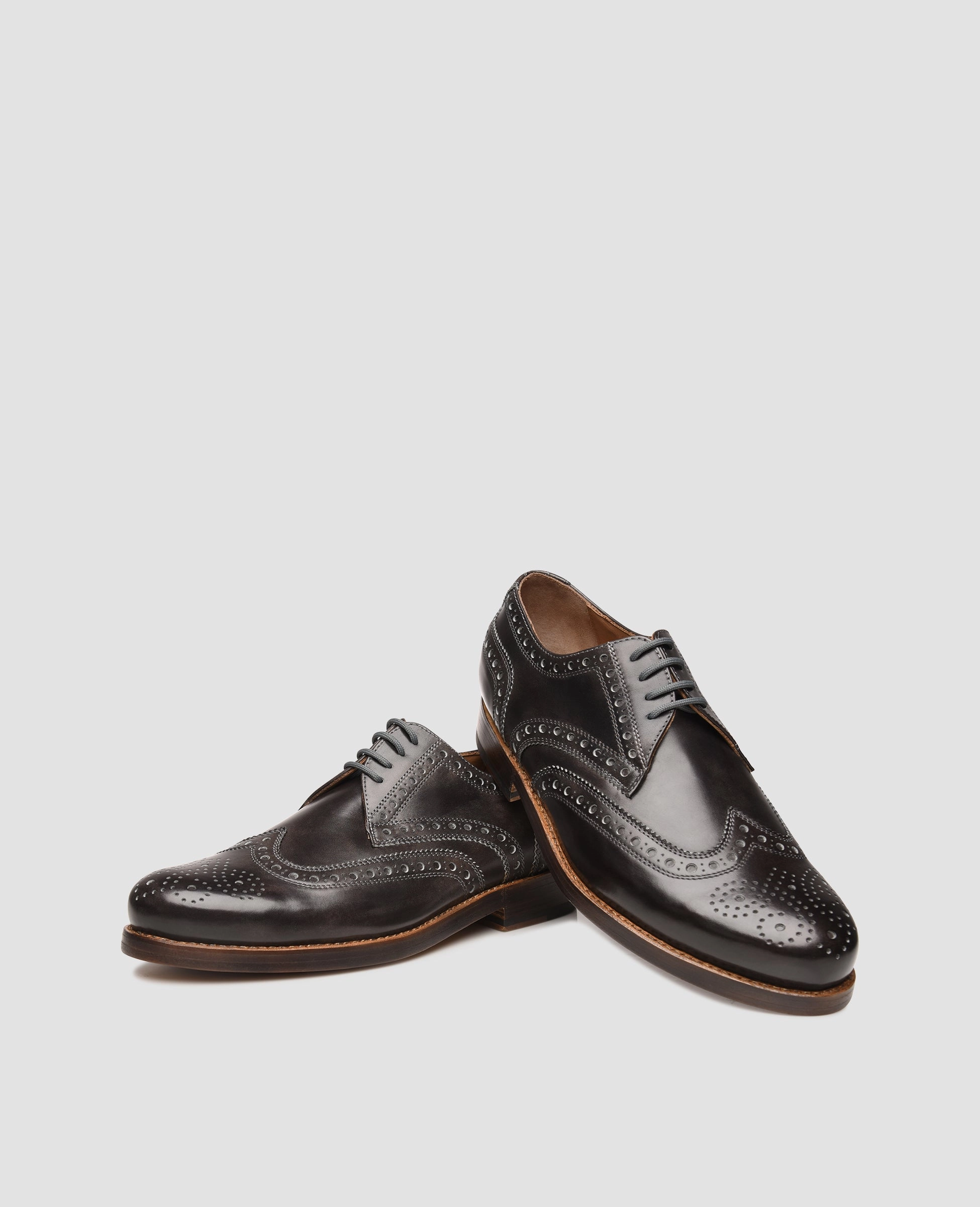 Calf-suede Derby Shoe Zrich Full-Brogue TC - Asphalt