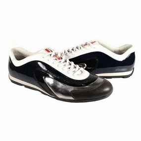 Oxford Athletic Club Reviews Prada Sports Men's Designer Shoes White Silver and Navy Sneakers 4E1890 (PRM34)