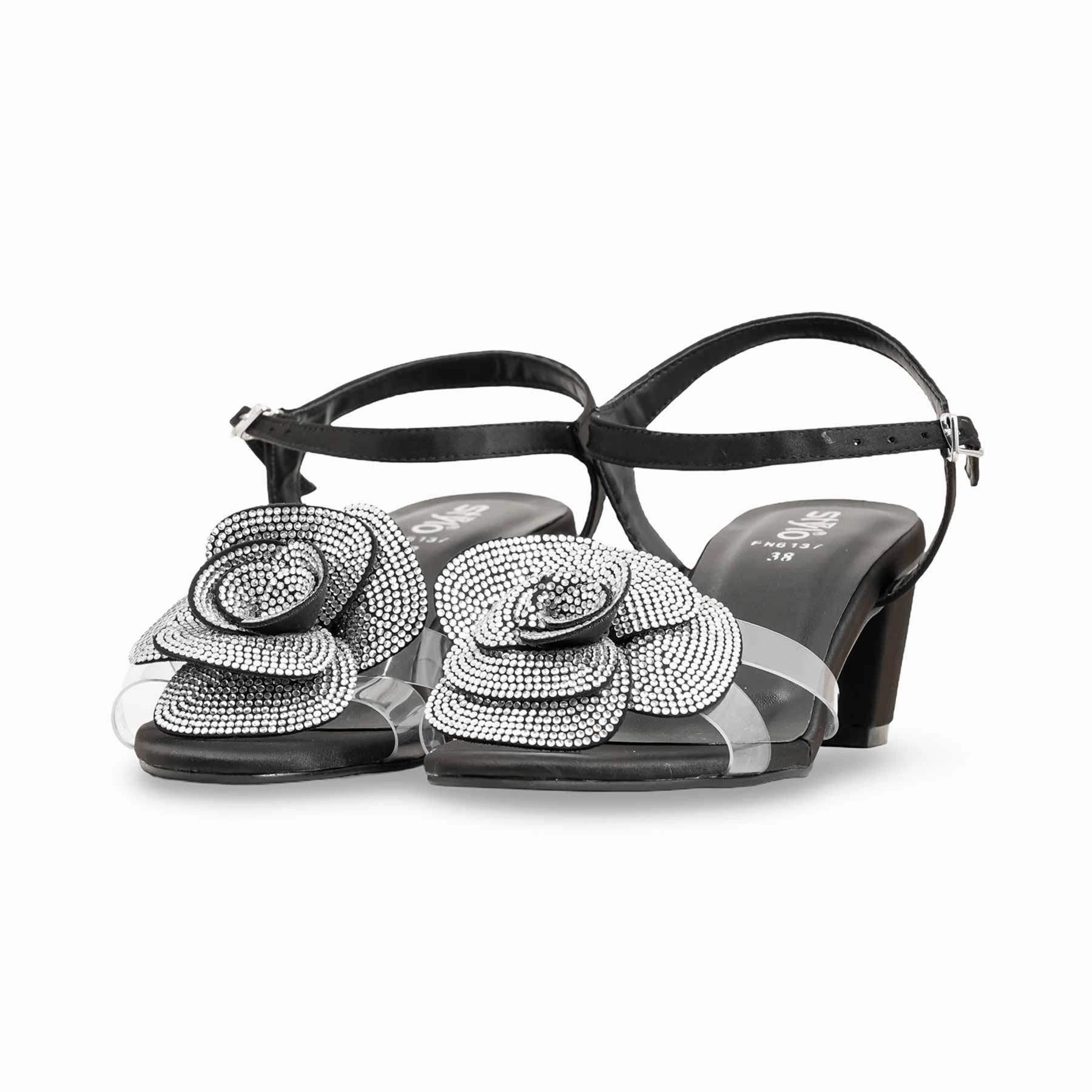 Black Fancy Sandal FN6137 Sandals Shower