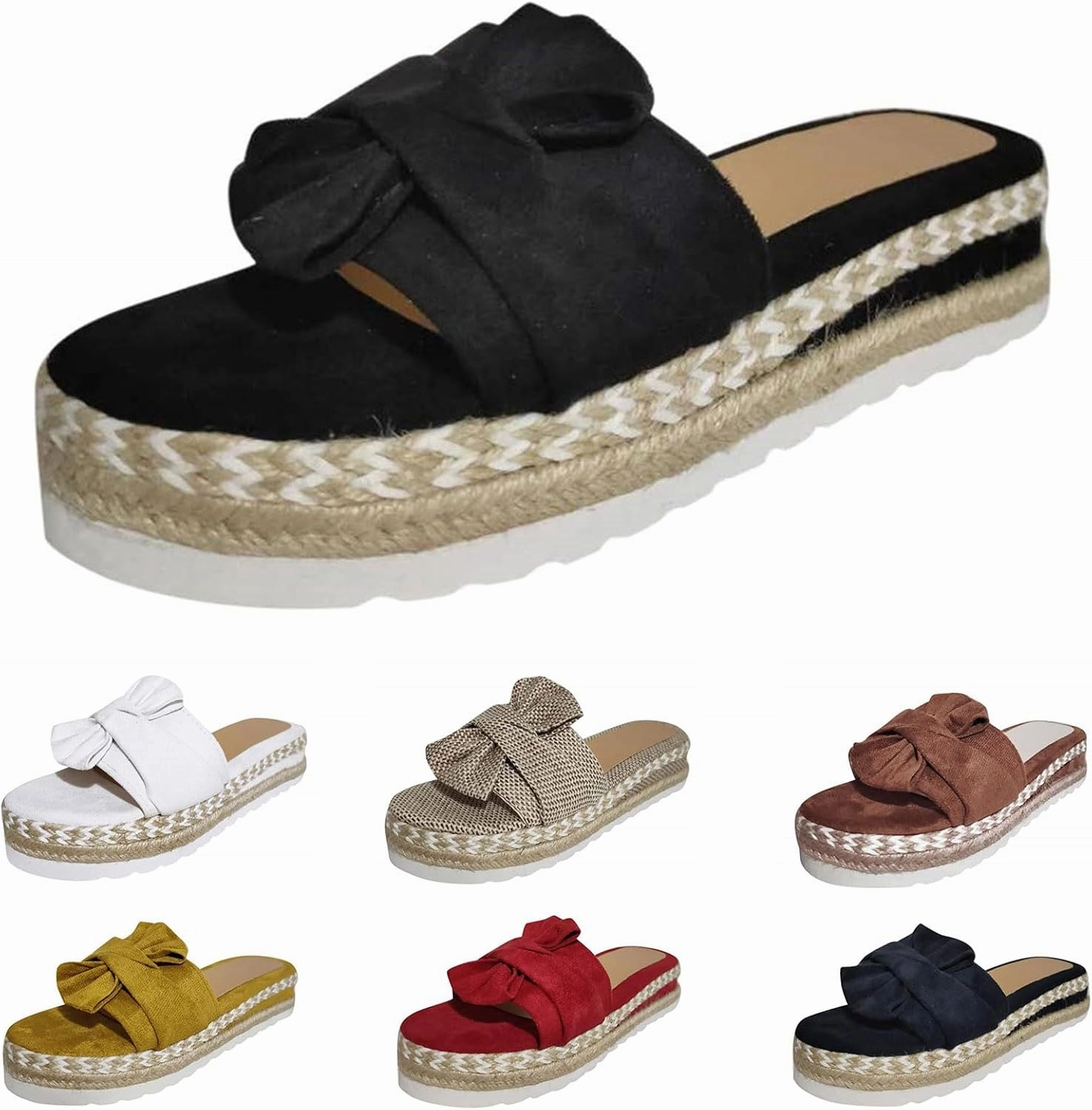 Arch Support Sandals for Women Slip on Bowknot Slides Comfortable Flat Sandals Flip Flops Roman Shoes Summer Boho Casual Sandal Breathable Platform Open Toe Mules Shoes Orthopedic Diabetic Sneakers
