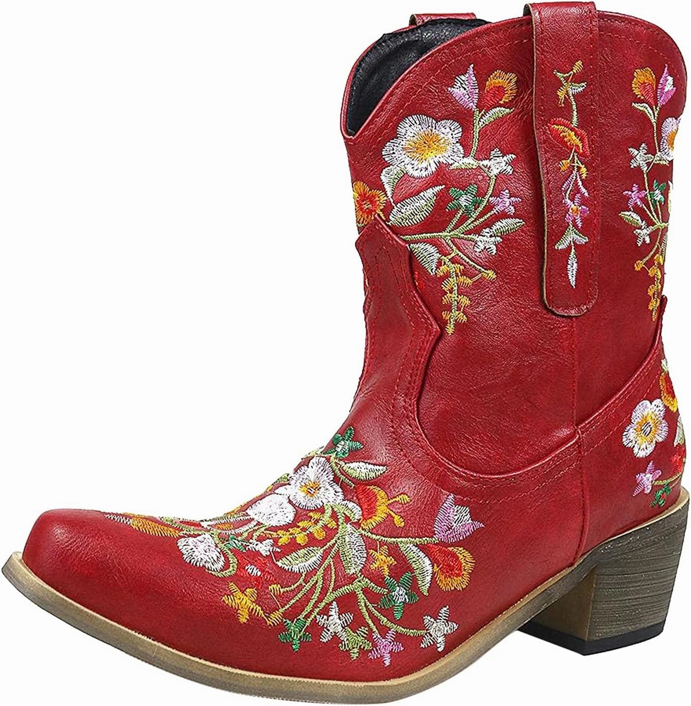 Sand In My Boots Festival Tickets Cowboy Boots for Women Cowgirl Boots Western Embroidered Chunky Heel Pointed Toe Western Boots Pull On Boots PU Women