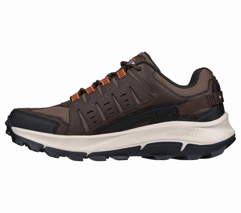 Running Shoes For Muddy Men's Wide Fit Skechers 237501 Equalizer 5.0 Trail-Solix Walking Sneakers - Brown/Orange