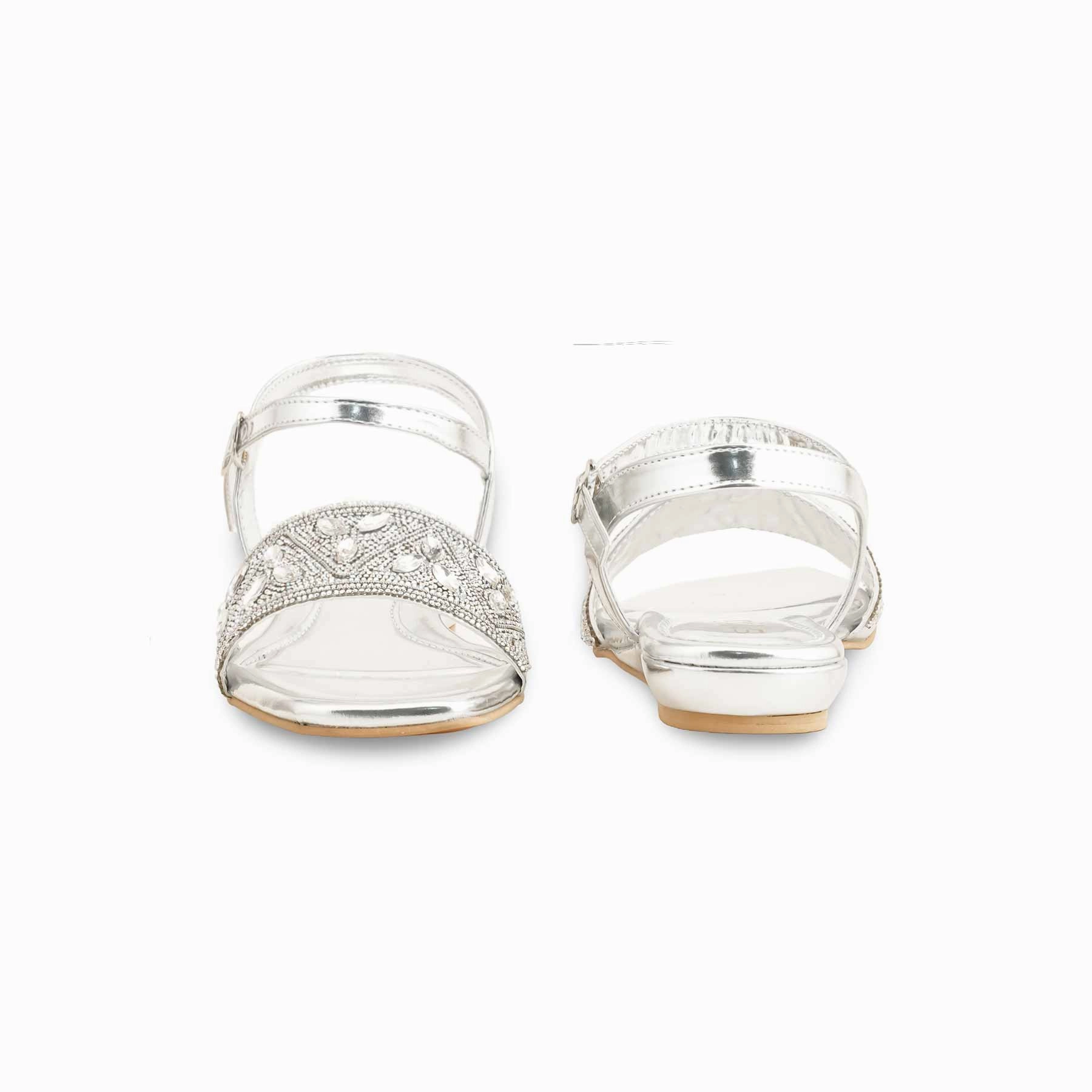 Silver Fancy Sandal For Women FN6112 Sandals Dunn's River Jamaica