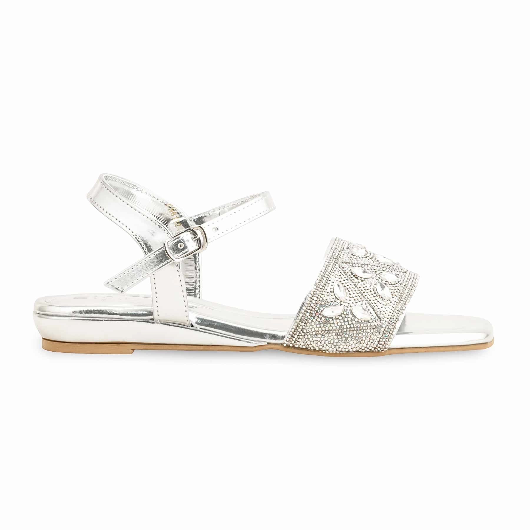 Swords And Sandals 3 Silver Fancy Sandal For Women FN6112