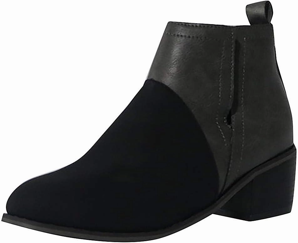 Gibobby Ankle Booties for Women V Cut,Chelsea Boots Slip on Ankle Boots Chunky Pointed Toe Cutout Low Heel Shoes Western Boots El Paso Tx