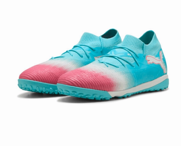 Purple Soccer Cleats Youth PUMA Future 8 Match RE-Charge Turf Shoes- Blue/White