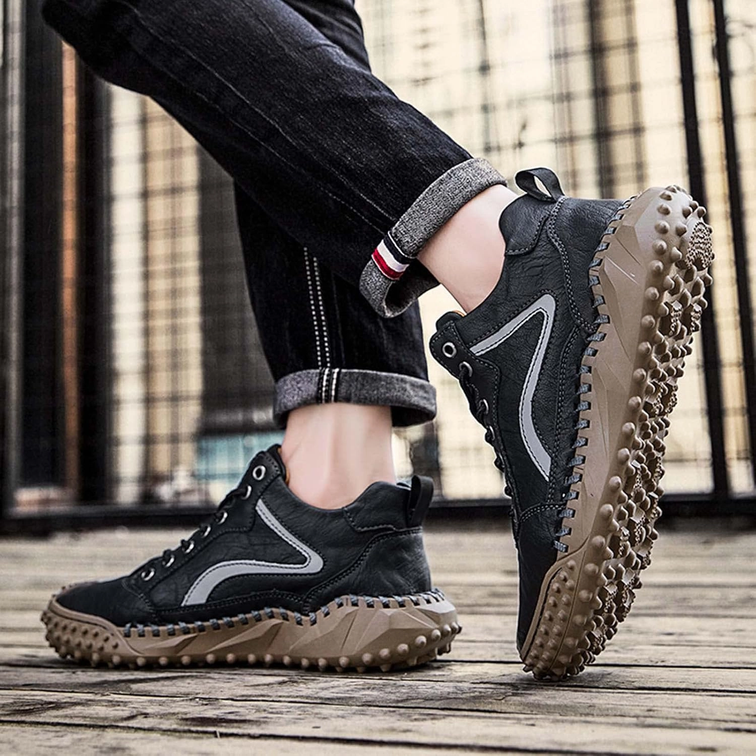 Mens Hiking Shoes, Mens Leather Boots, Slip-Ons Lightweight Comfortable Casual Chukka Boots Mens Fashion Sport Business In Puss In Boots