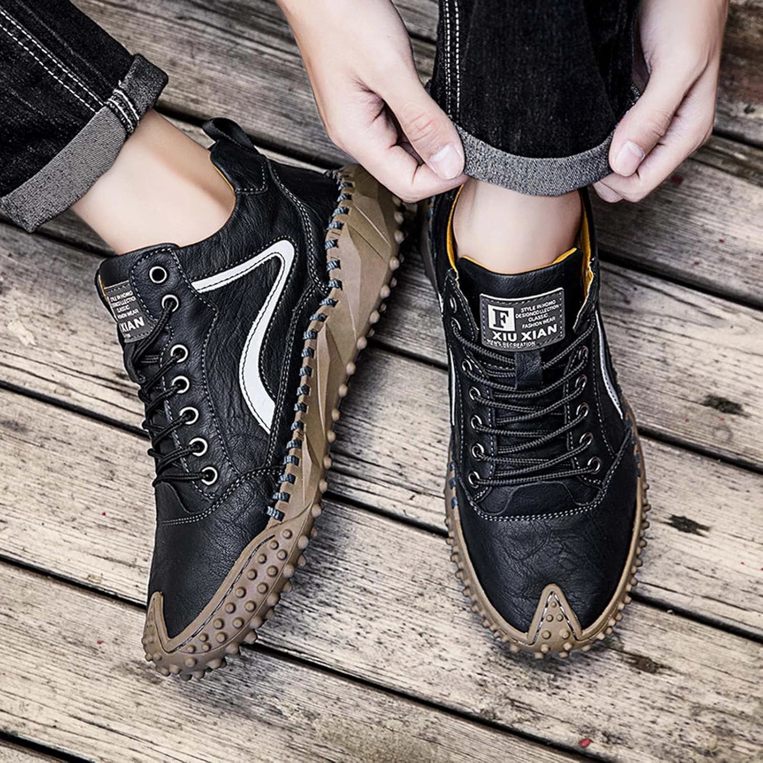 Made In America Work Boots Mens Hiking Shoes, Mens Leather Boots, Slip-Ons Lightweight Comfortable Casual Chukka Boots Mens Fashion Sport Business