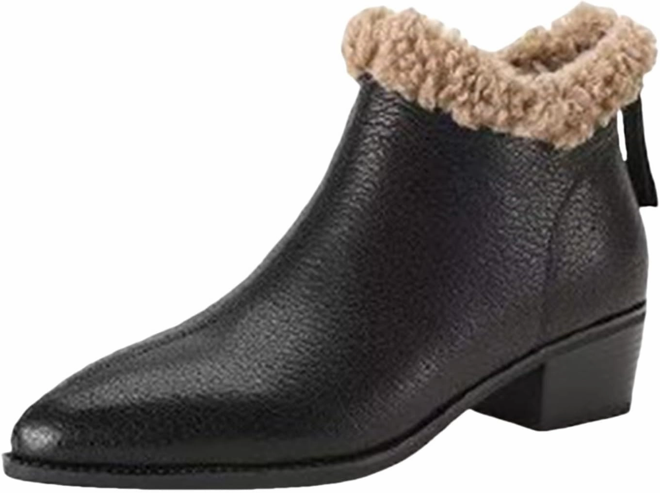 Womens Pointed Toe Low Heel Snow Boots Winter Snow Slip On Shoes Warm Cozy Fur Lined Back Zipper Ankle Booties Guardian Boots Osrs