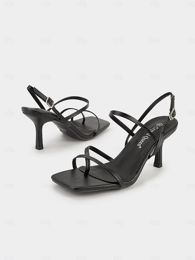 High Heel Stiletto Sneakers Heel Square Toe for High Women Minimalist Nude Sandals Strappy -