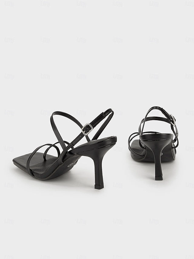 Heel Square Toe for High Women Minimalist Nude Sandals Strappy -