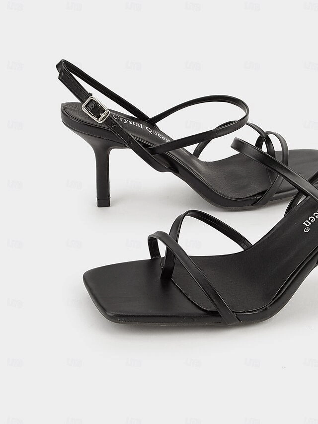 Strappy High-heel Dress Sandals Heel Square Toe for High Women Minimalist Nude Sandals Strappy -