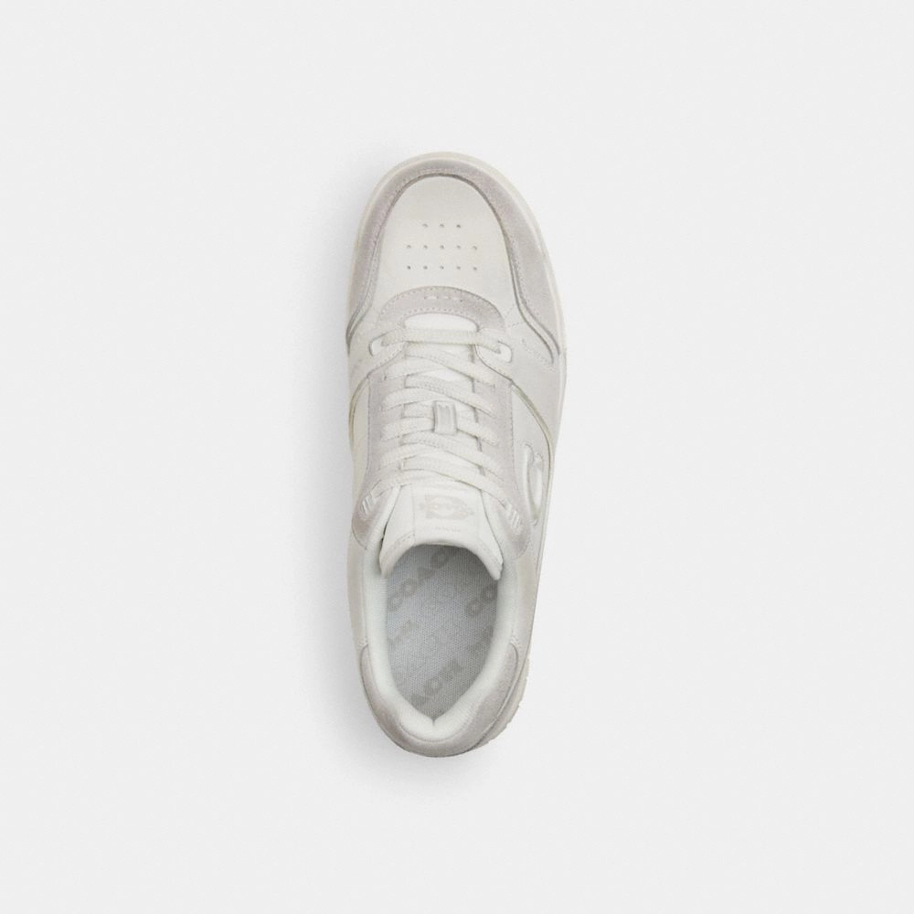 Coach Soho Sneaker In Distressed Leather Glacier White Unlined Climbing Shoes