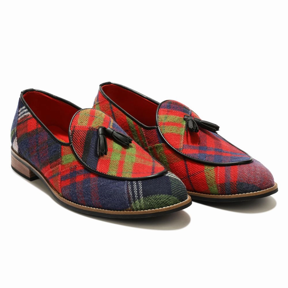 Red Tartans Slip_on for Men (discontinued) Slip On Style Shoes