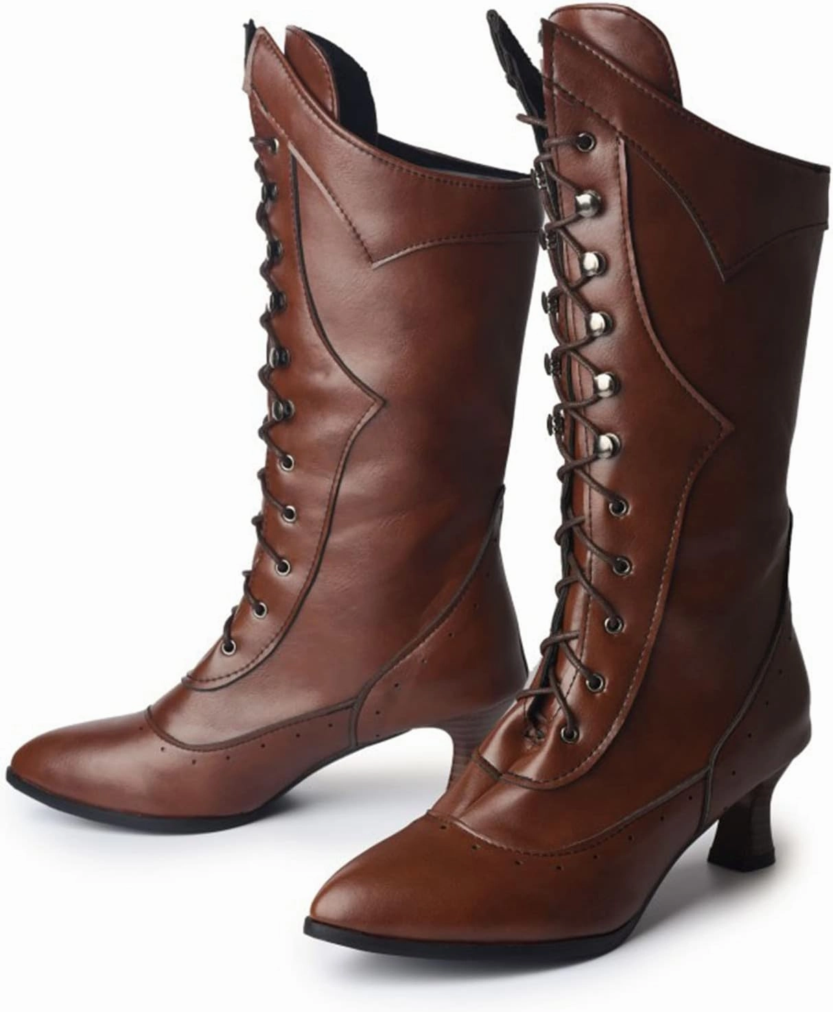 Texovas Boots Ctreela Vintage Mid Calf Boots Western Cowboy Bootie Classic Baroque Dress Boot Gothic Knight Boots Witch Boots for Women