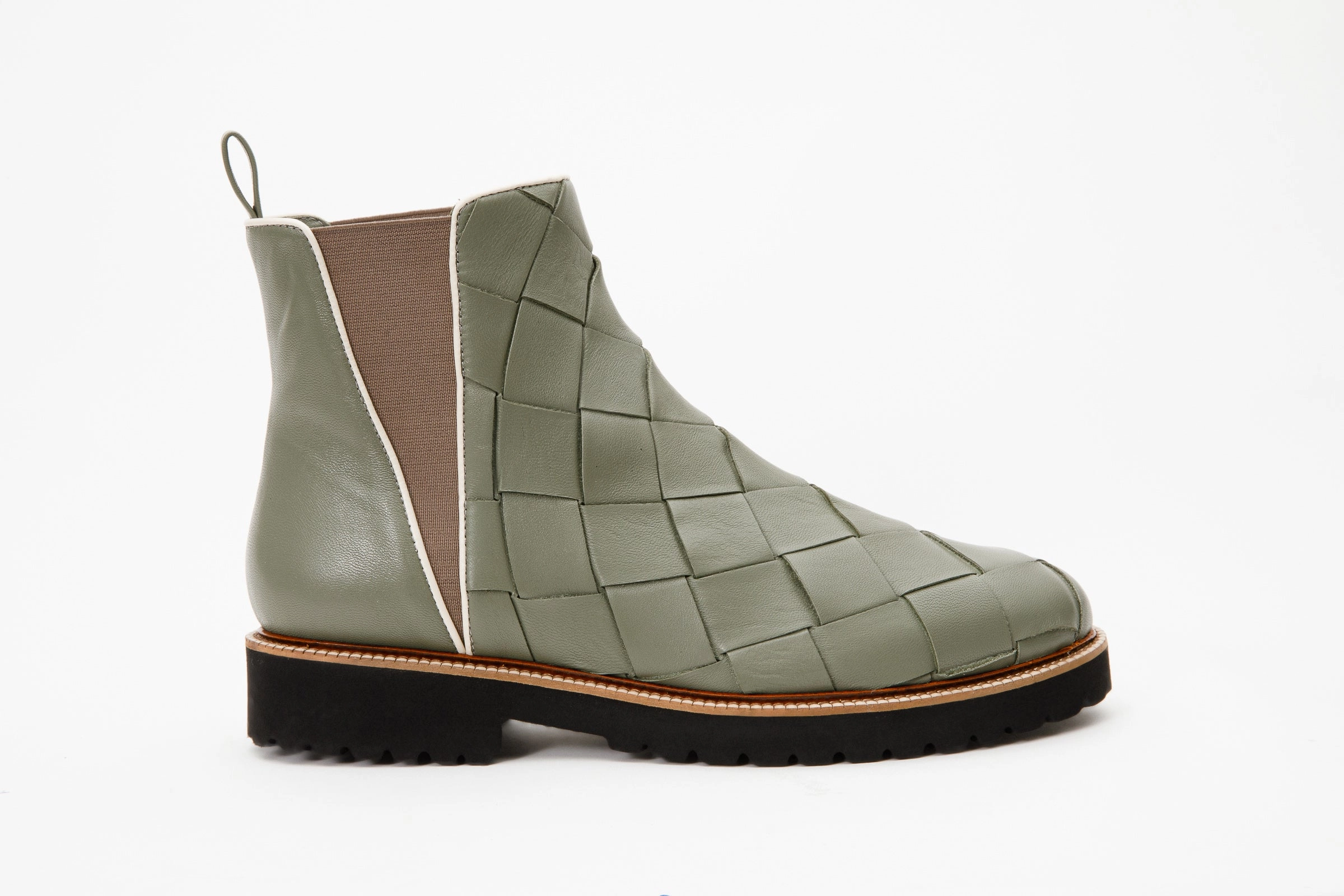 Road Lace Up Waterproof Shoe The Luisina Green Handwoven Leather Ankle Boot Final Sale!