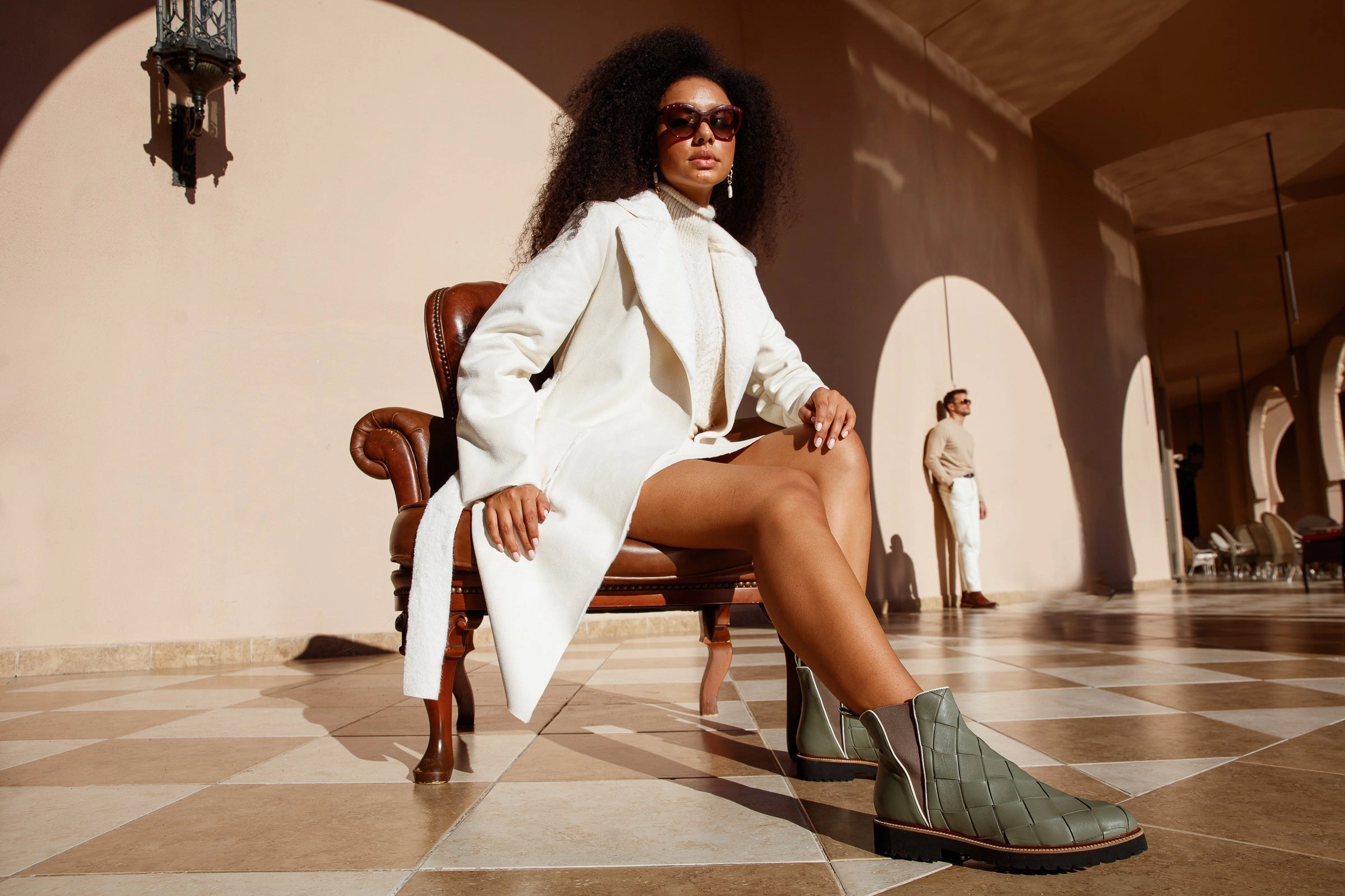 The Luisina Green Handwoven Leather Ankle Boot Final Sale! Designer Derby Shoes