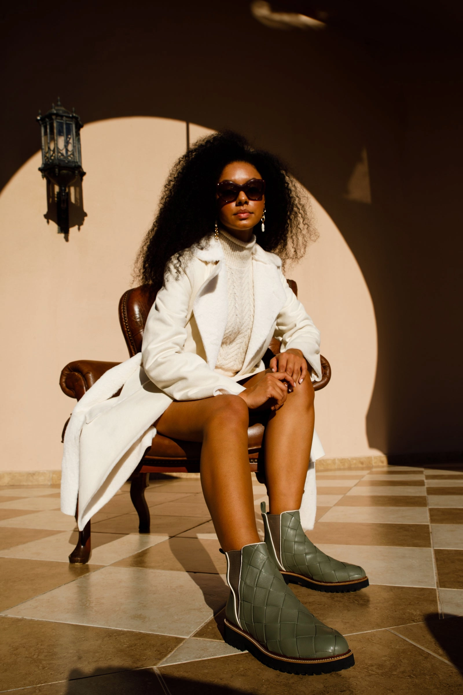 Skate Shoe Lace Up The Luisina Green Handwoven Leather Ankle Boot Final Sale!