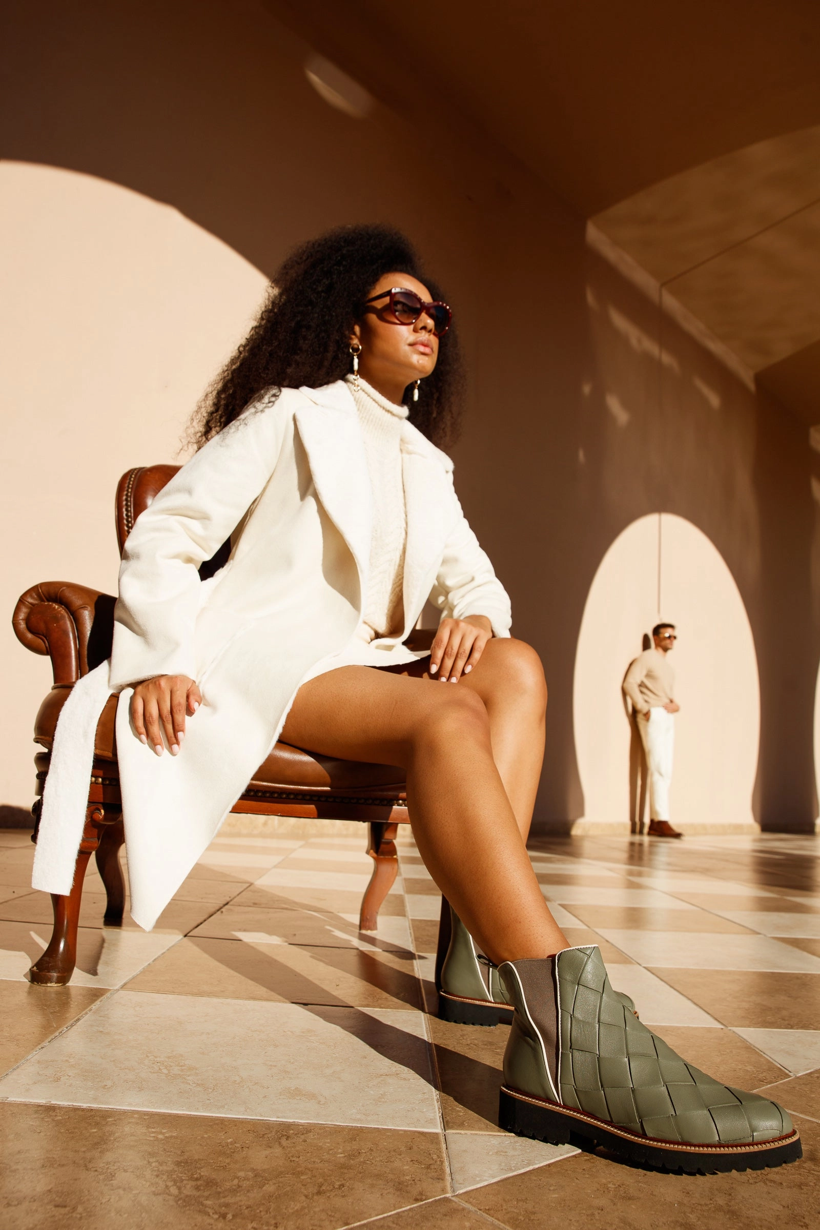 Lace Up Shoes High Heels The Luisina Green Handwoven Leather Ankle Boot Final Sale!