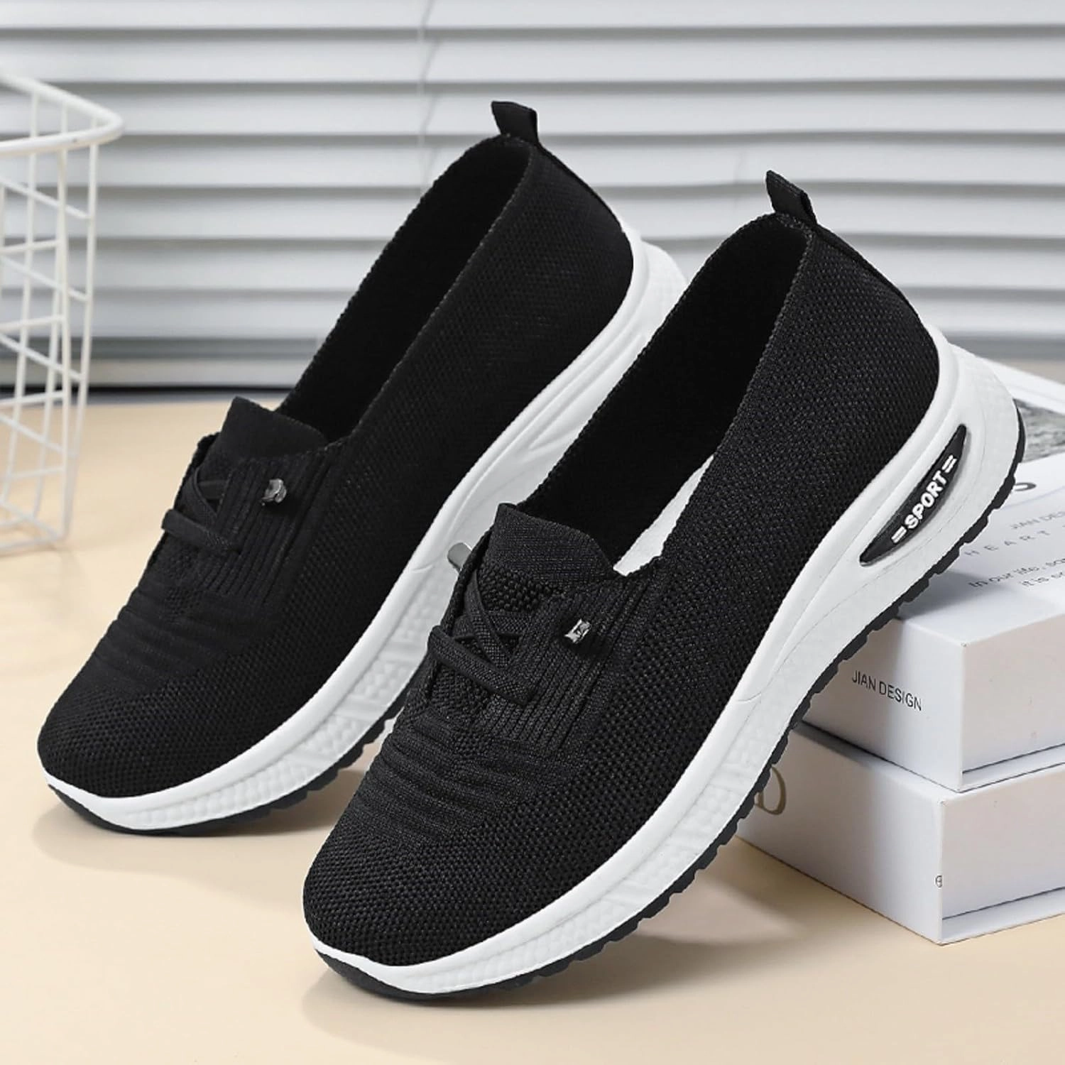 Sneakers With Black Soles Women's Soft Sole Mesh Comfort Orthopedic Shoes, Walking Shoes Women Arch Support Breathable Mesh Tennis Shoe Slip On Orthopedic Sneakers Non Slip Best Walking Shoe