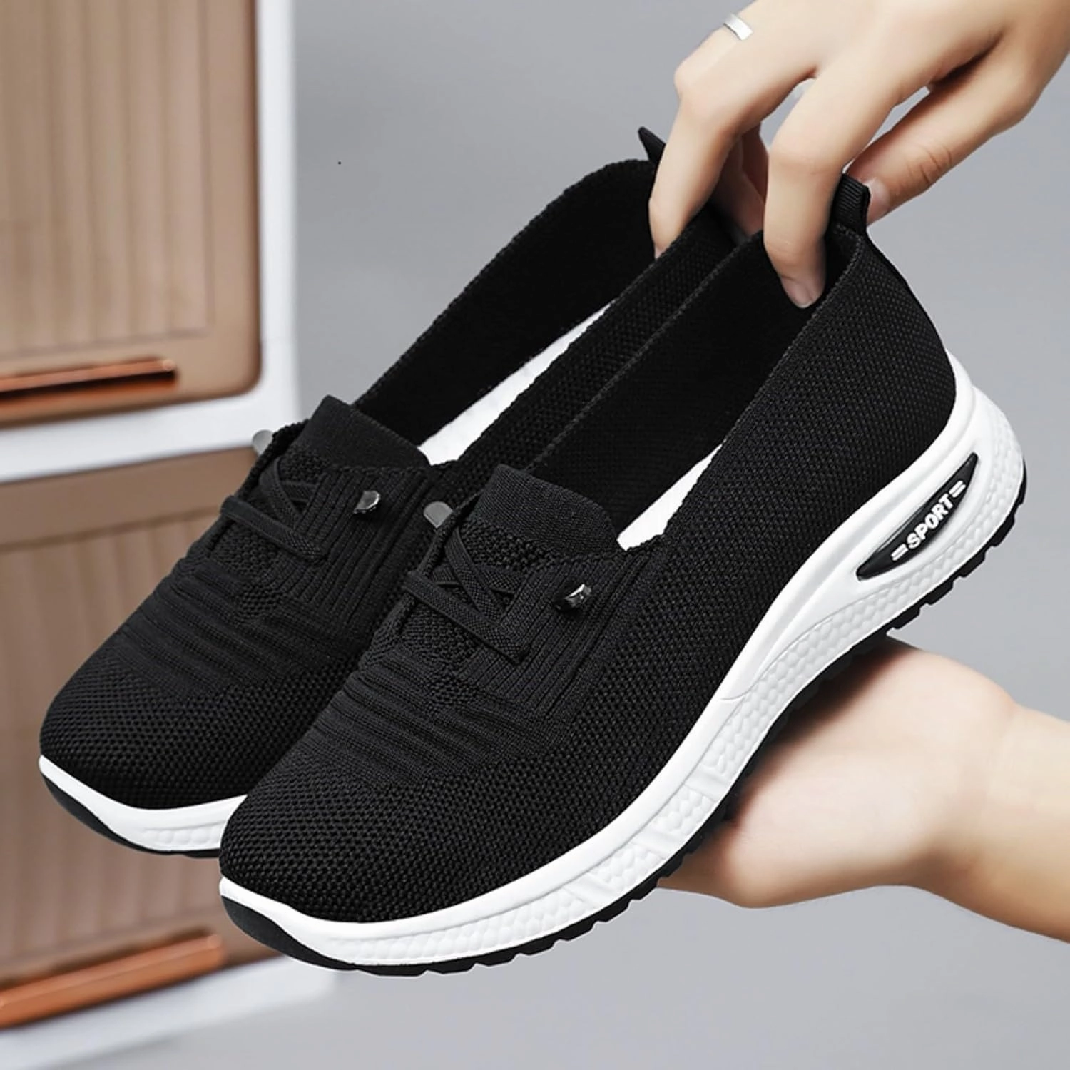 Women's Soft Sole Mesh Comfort Orthopedic Shoes, Walking Shoes Women Arch Support Breathable Mesh Tennis Shoe Slip On Orthopedic Sneakers Non Slip Best Walking Shoe Wide Toe Sneakers