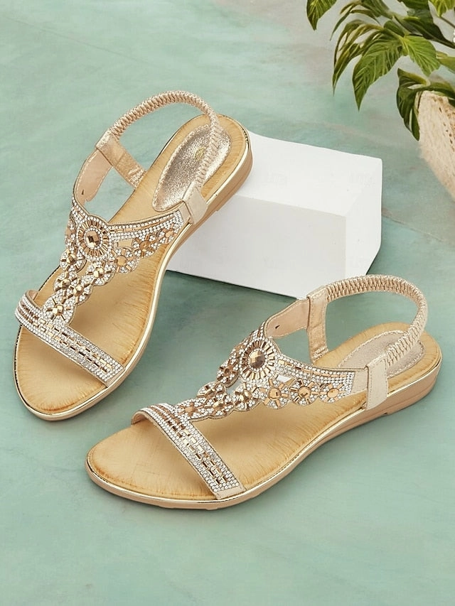 Clarks Sandals Rhinestone Embellished Sandals T-Strap  Women's Elegant
