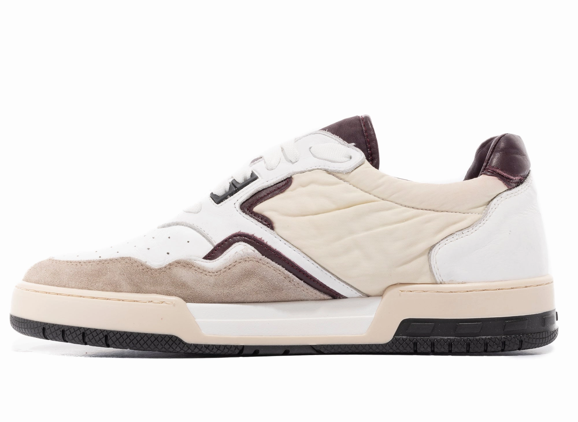 Rhude Racing Sneaker in White / Maroon / Beige Rhinestone Espadrille Wedges