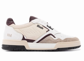 Espadrilles Revolve Rhude Racing Sneaker in White / Maroon / Beige