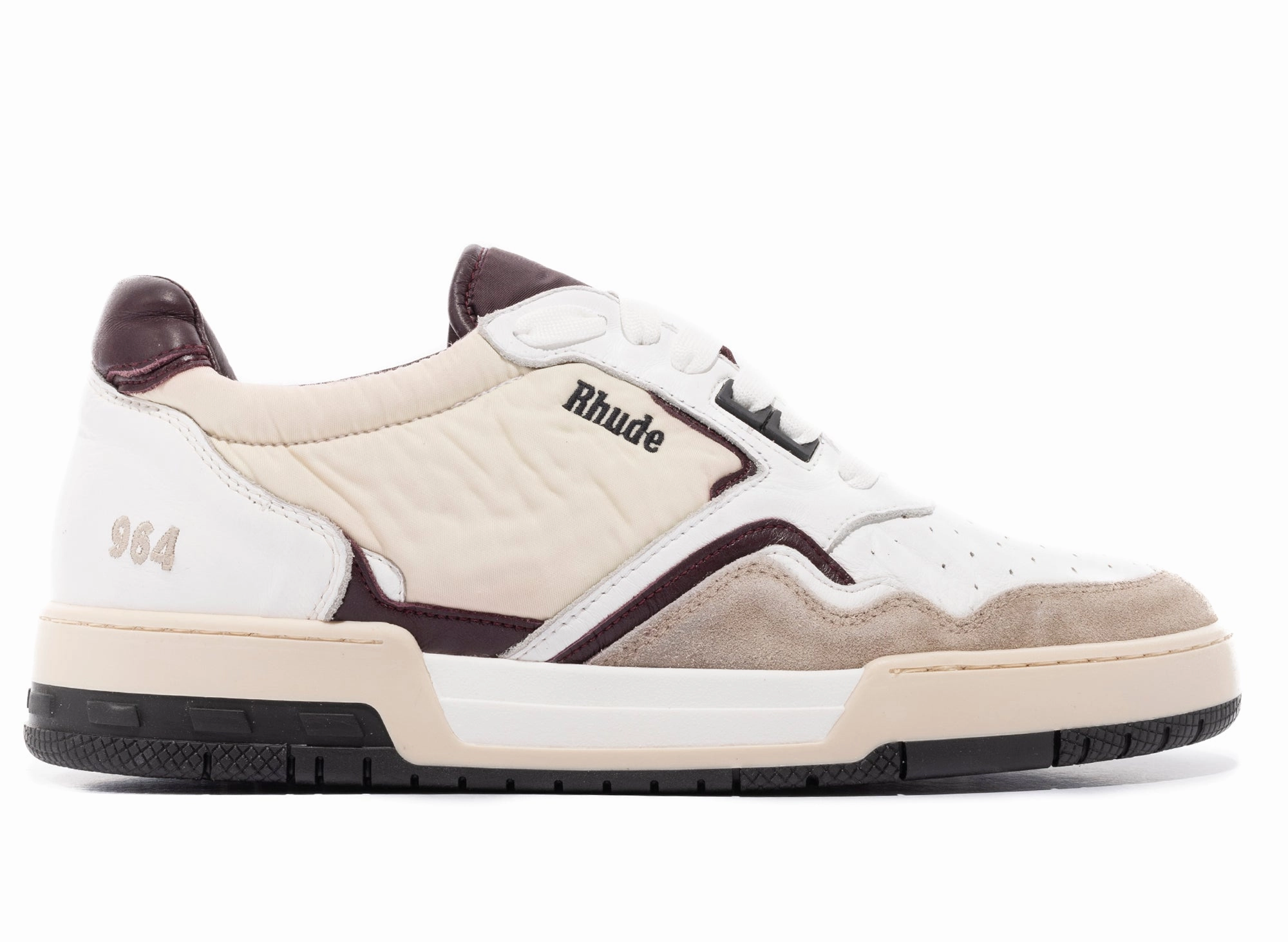 Rhude Racing Sneaker in White / Maroon / Beige Espadrilles Sneaker Shoes