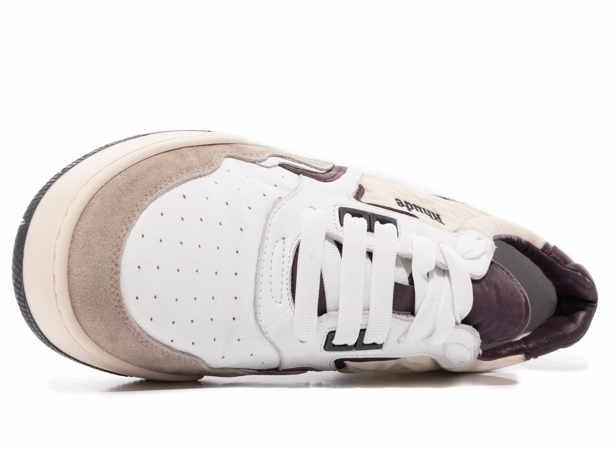 Pewter Espadrilles Rhude Racing Sneaker in White / Maroon / Beige