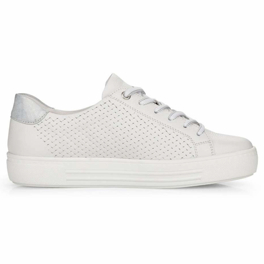 Super Star Sneakers Rieker Alina 16 White/Ice Leather Sneaker (Women's)