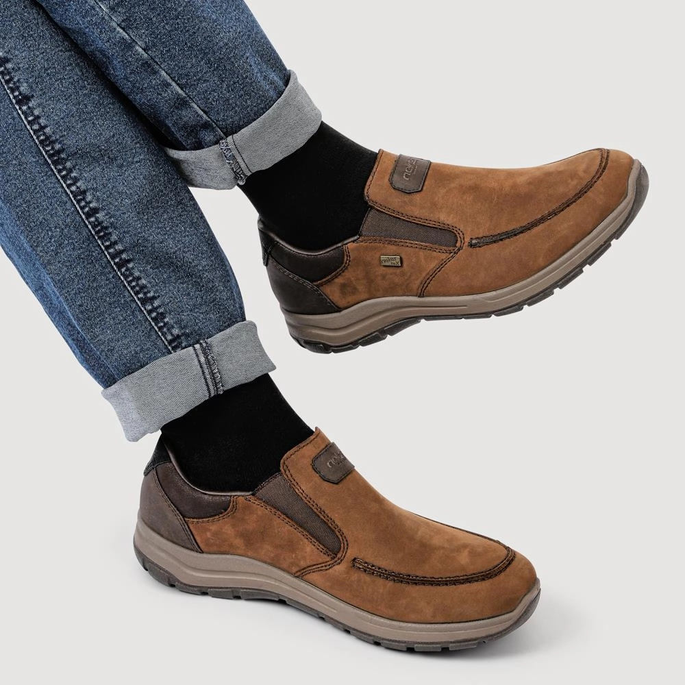 Vivaia Waterproof Shoes Rieker Extra-Wide Leather Slip-On Shoes - RKR42515 / 327 829 - Brown